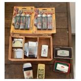 Group of lighters with wood box