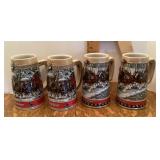4 Budweiser beer steins