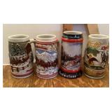 4 Budweiser beer steins