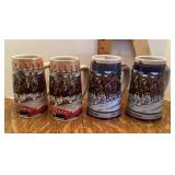 4 Budweiser beer steins