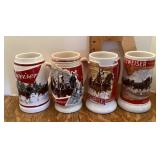 4 Budweiser beer steins