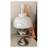 Rayo nickel plated oil lamp with glass shade