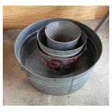 Galvanized washtub and buckets