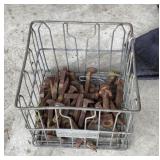 St Charles Dairy milk crate with scrap iron