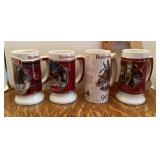 4 Budweiser beer steins