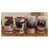 4 Budweiser holiday beer steins