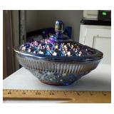 Iridescent blue candy dish