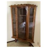 Oak curved glass corner cabinet 58 x 37