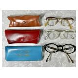 3 pair vintage eyeglasses --one is gold filled