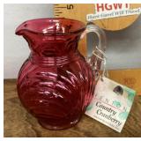Fenton cranberry glass pitcher