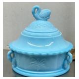Westmoreland blue milk glass candy dish