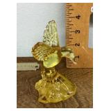 Yellow Fenton glass hummingbird
