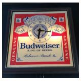 14" square Budweiser lighted wall clock