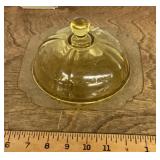 Yellow Depression glass butter dish