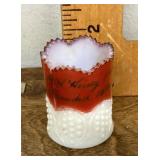 Heisey ruby flash glass souvenir toothpick holder