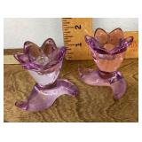 Purple glass Lenox candle holders