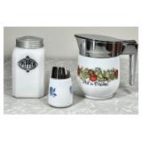 Vintage cream pitcher, pepper and salt shakers