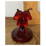 Red Degenhart glass double horse head figure