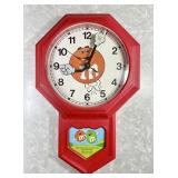 1979 vintage M&M red plastic wall clock --works