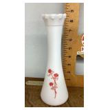 Milk glass vase with floral design