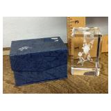 3D laser etched crystal paperweight in box