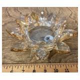 Glass flower pillar candle holder