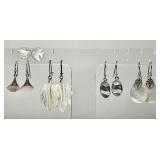 5 pair sterling silver mother-of-pearl earrings