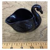 Black glass swan dish