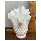 Milk glass hobnail handkerchief vase