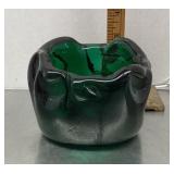 Green art glass bowl