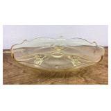Yellow Depression glass cake stand