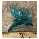 Teal glass butterfly paperweight