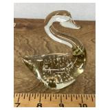 Glass swan paperweight