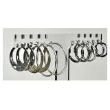6 pair sterling silver hoop earrings