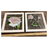 Pair of stained glass hanging window panels