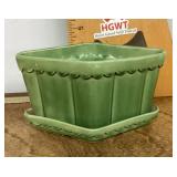 Green pottery planter