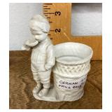 German bisque match boy toothpick holder