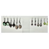 6 pair sterling silver gemstone earrings