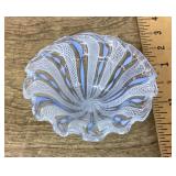 Latticino art glass dish