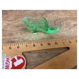 Green glass shoe