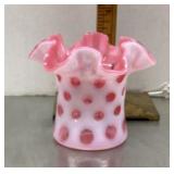 Fenton cranberry coin dot vase