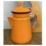 Orange enamelware percolator