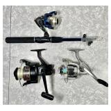 2 fishing reels, Jawbone compact rod & reel