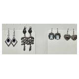4 pair sterling silver marcasite earrings