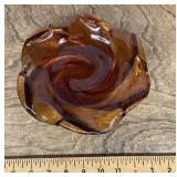 Amber swirl glass dish