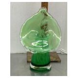 Green glass jack-in-the-pulpit vase