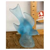 Frosted blue glass bird