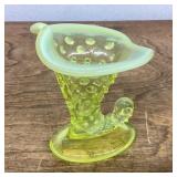 Vaseline uranium hobnail glass toothpick holder