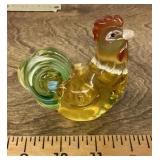 Signed art glass rooster paperweight