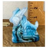 Blue slag glass Scotty dog